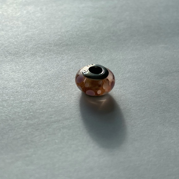 Pandora Glass Pink Dotted Polka Dot Glass Murano Charm EUC - Picture 10 of 11